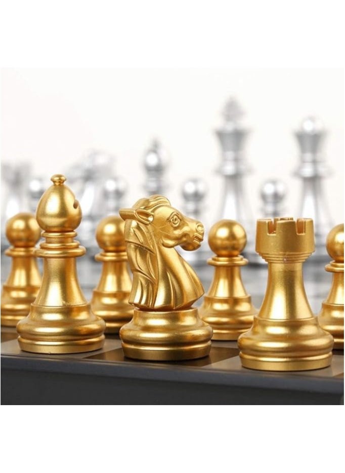 UKR - UKR Magnetic Chess Board – 14-Inch Classic Game Set with Golden & Silver Pieces | Portable Folding Chessboard for Kids & Adults | High-Quality Strategy Game for Beginners & Experts - Image 1