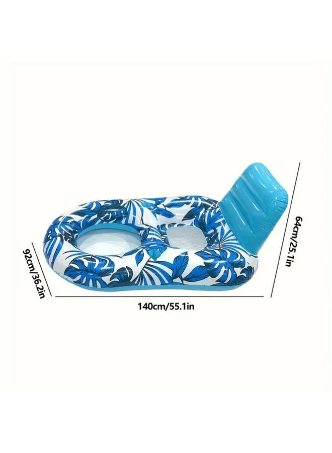Blue Inflatable Floating Lounge Chair With Cup Holders And Cushioned Seat - Image 1