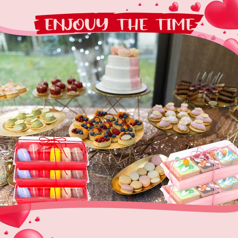 Layhit Valentines Charcuterie Boxes with Clear Lids and Rope Valentine's Day Rectangle Cookie Boxes Pink Red Disposable Dessert Containers for Wedding Anniversary Party Favor Cake Sandwich(50 Sets) - Image 5