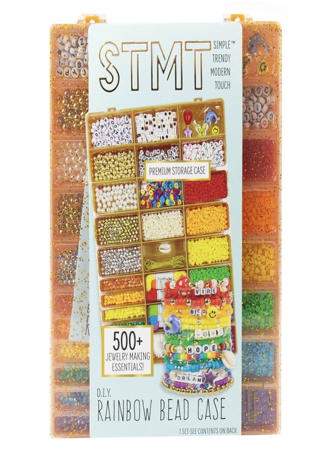 STMT D.I.Y. Rainbow Bead Case, Includes Over 500 Jewelry Making Supplies, Including Cute Beads for Jewelry Making, Bracelet Charms, Storage Case, Friendship Bracelet Kit, Teen Girl Gifts - Image 1