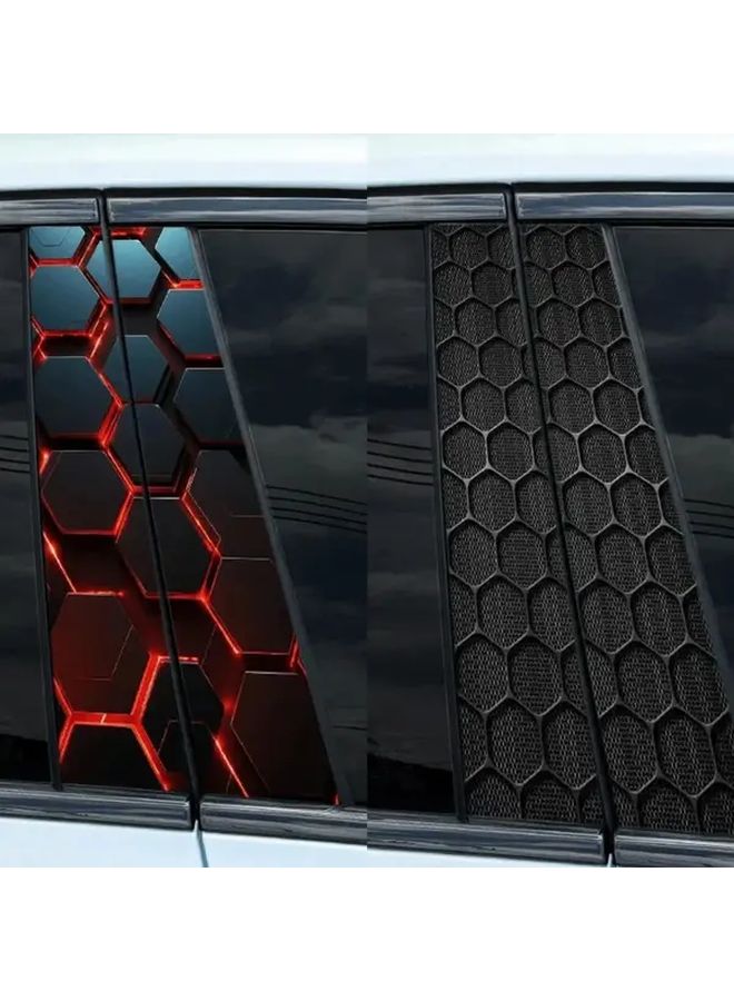 2pcs 24x45cm Honeycomb Car Pillar Sticker Vinyl Decals Waterproof Door Cover Decoration Sunscreen Scratches - Image 2