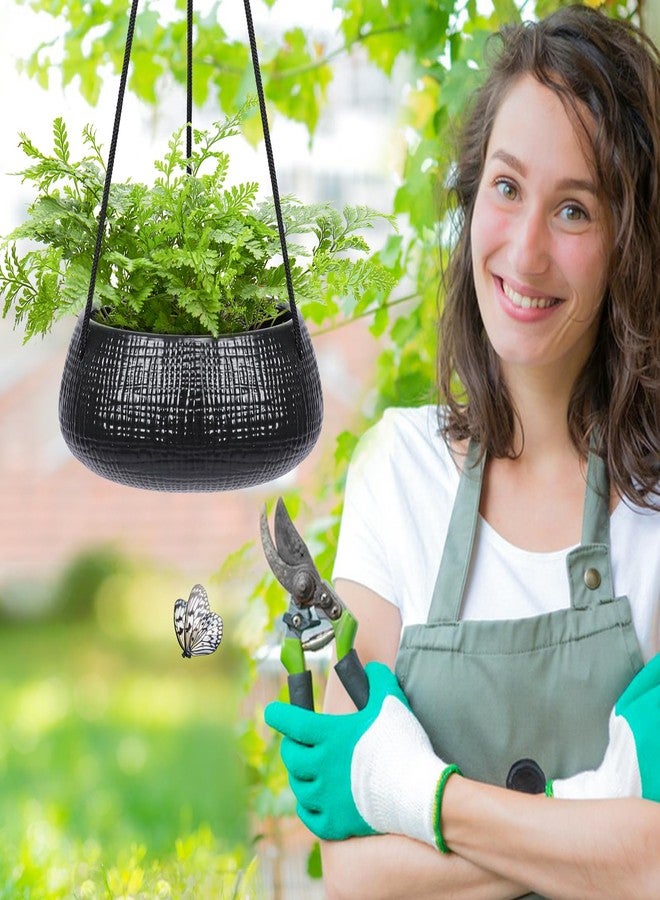 Chonsun 8 Inch Hanging Planters for Indoor Plants - Small Hanging Flower Pots with Drainage Holes Round Ceramics Hanging Plant Pots Black - Image 5