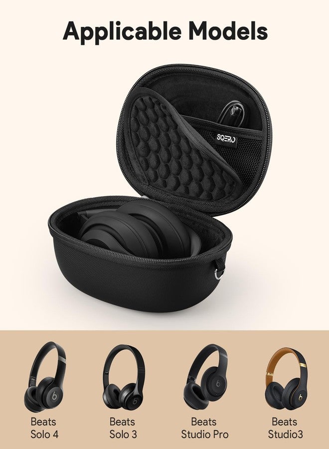 SQERO Case for Beats Studio Pro/Solo 4/Solo 3/Studio3 On-Ear Headphones, Portable Travel Hard Shell Storage Bag (Black) - Image 2