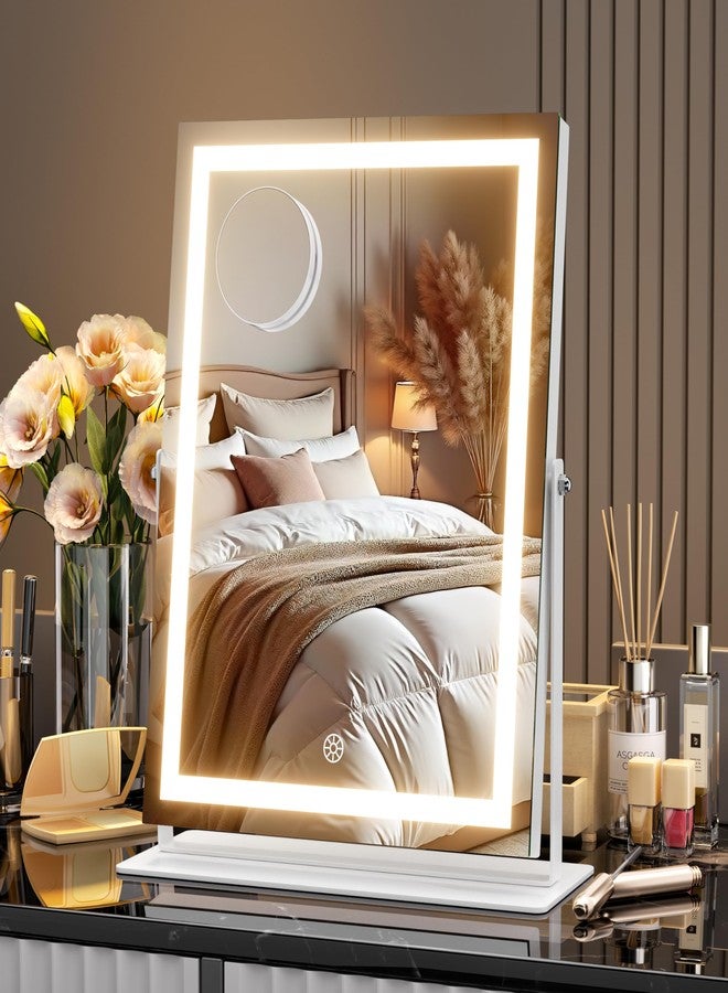 MINISO Vanity Mirror with Lights-10.6" x 13.8" LED Makeup Mirror, 3 Color Modes Touch Control and Brightness Adjustment Lighting Mirror, 10X Magnifying Glass, 360° Rotation - Image 1