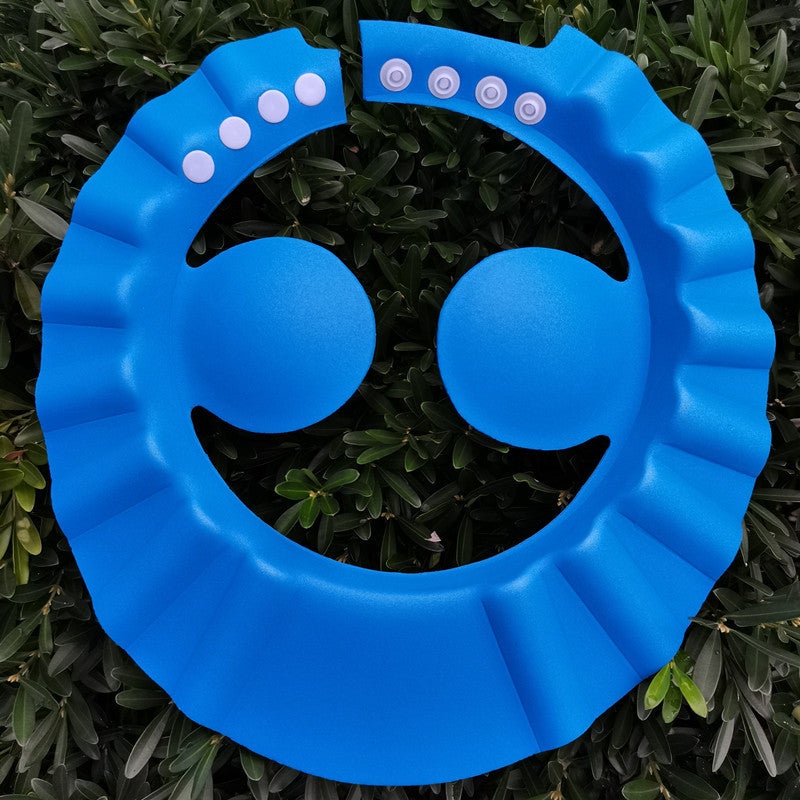Adjustable EVA Kids Bath Cap Ear Guard Deep blue with ear protection and no waves 