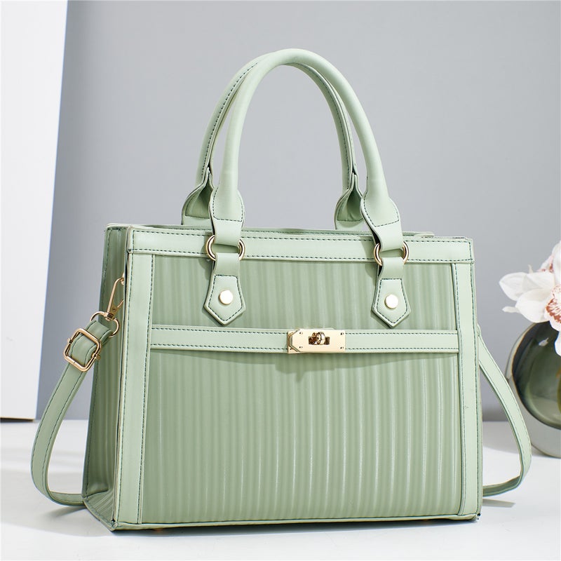 New Stitching Striped Handbag Fashion Atmosphere Shoulder Bag Joker Large Capacity Messenger Bag A Generation Of Hair - Image 5