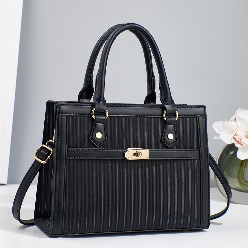 New Stitching Striped Handbag Fashion Atmosphere Shoulder Bag Joker Large Capacity Messenger Bag A Generation Of Hair - Image 2