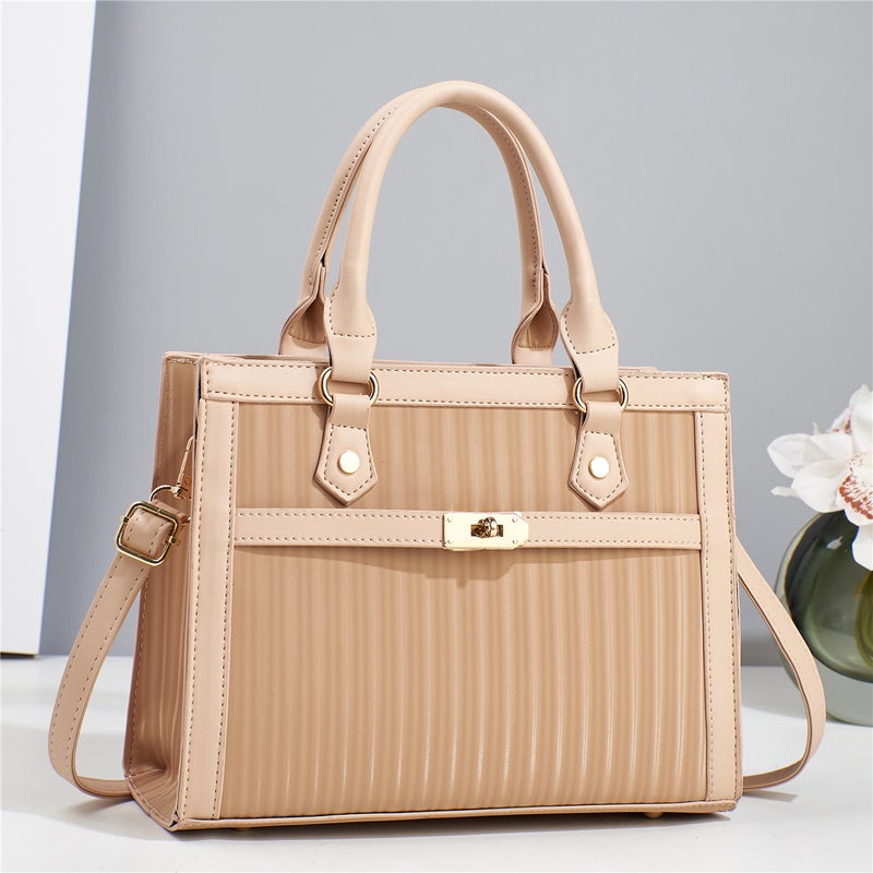 New Stitching Striped Handbag Fashion Atmosphere Shoulder Bag Joker Large Capacity Messenger Bag A Generation Of Hair - Image 3