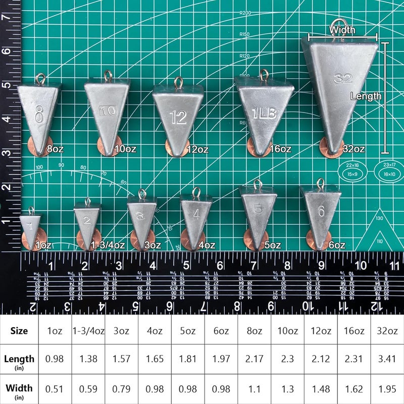 Dr.Fish Pyramid Sinkers Saltwater Lead Fishing Weight 1oz-32oz/2LB Triangle Surf Fishing Bank River Catfishing Pompano - Image 2
