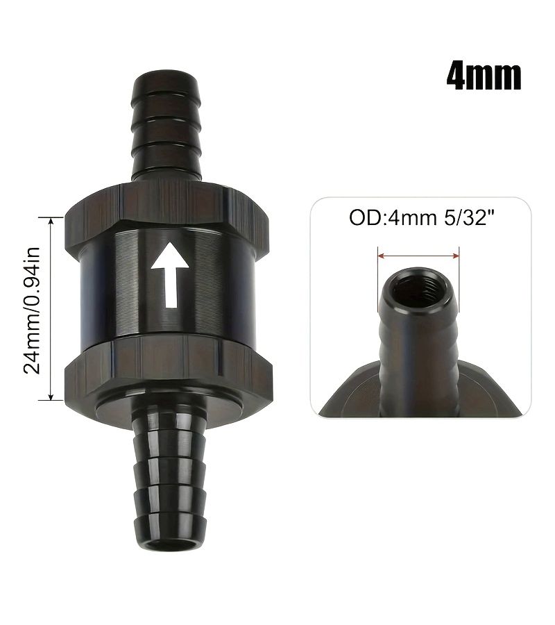 5/32 Inch Black One Way Fuel Check Valve Inline Non Return for Diesel and Gasoline - Image 1