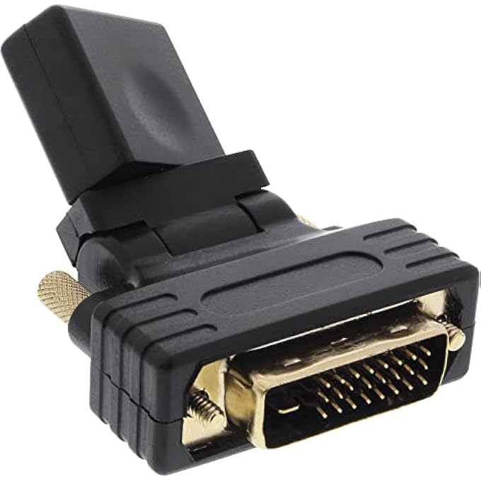 INLINE 17660 W HDMI FEMALE TO DVI MALE ADAPTER (GOLD-PLATED CONTACTS, FLEXIBLE ANGLE, 4K2K COMPATIBLE) - Image 2