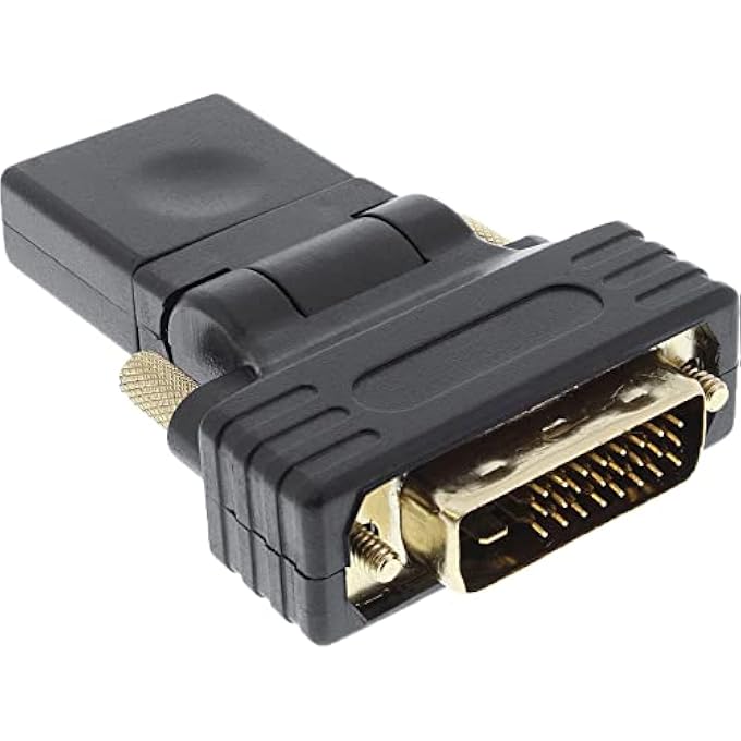 INLINE 17660 W HDMI FEMALE TO DVI MALE ADAPTER (GOLD-PLATED CONTACTS, FLEXIBLE ANGLE, 4K2K COMPATIBLE) - Image 1