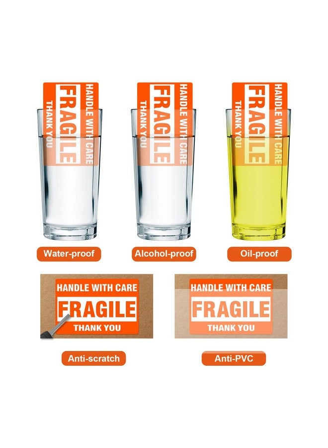 سي جيه باك 500 ملصق قابل للكسر - لفة واحدة 2 بوصة × 3 بوصة - قابل للكسر - تعامل معه بعناية - ملصقات ملصقات شحن مكتوب عليها شكرًا لك (500 ملصق/لفة) - Image 2