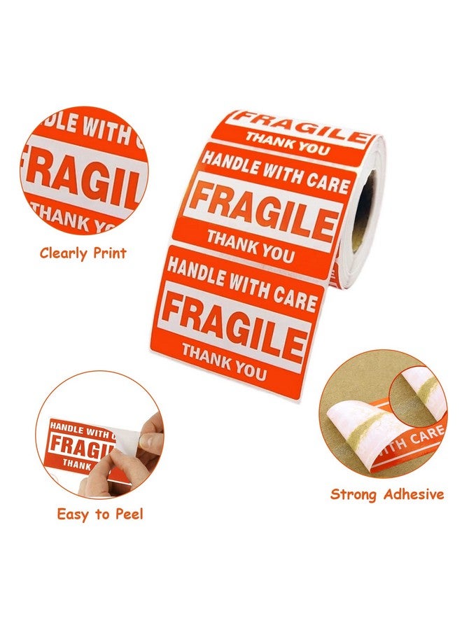 سي جيه باك 500 ملصق قابل للكسر - لفة واحدة 2 بوصة × 3 بوصة - قابل للكسر - تعامل معه بعناية - ملصقات ملصقات شحن مكتوب عليها شكرًا لك (500 ملصق/لفة) - Image 5
