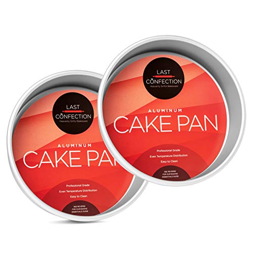 Last Confection 8 x 2 Inch Round Cake Pans, Set of 2 Anodized Aluminum Cake Pans Baking Tins - Image 1