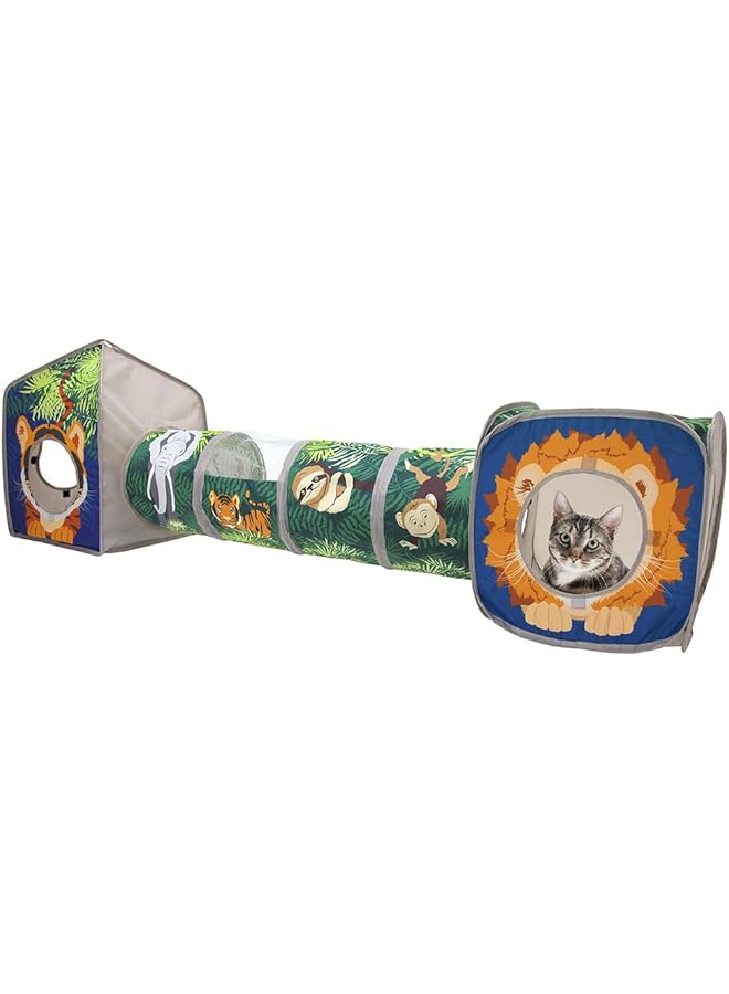 Generic Pop Open Jungle Combo Collapsible Cat Cube Play Kennel Cat Bed Tunnel Cat Toys  - Image 1