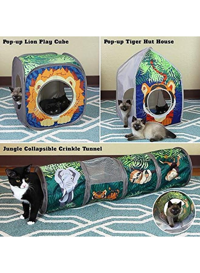 Generic Pop Open Jungle Combo Collapsible Cat Cube Play Kennel Cat Bed Tunnel Cat Toys  - Image 3
