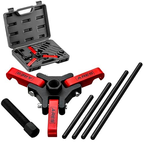 ARES 71002 - Harmonic Balancer Puller Kit - Adjustable 3-Jaw Puller Fits Most Late Model Automobiles & Trucks - Remove Damper Pulleys in Tight Engine Compartments Without Removing The Radiator - Image 1