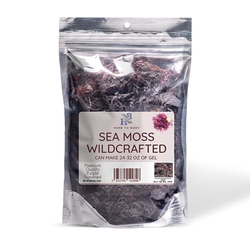 Herb To Body Purple Sea Moss 4oz Purple Sea Moss Gold 100 Wildcrafted from Saint Lucia Raw and Dried Vegan Superfood with 90 Minerals NonGMO