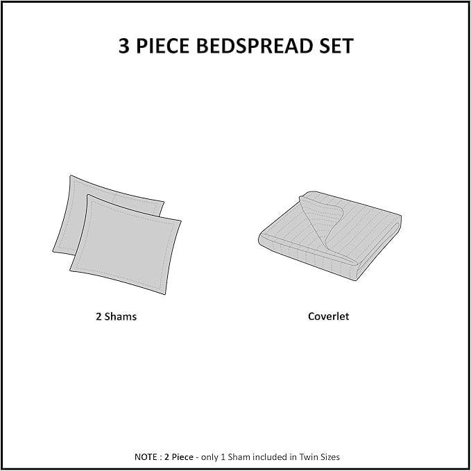 510 DESIGN Oakley Reversible Quilt Set - Luxe Stitching Design, All Season, Lightweight Coverlet Bedspread Bedding, Matching Shams, Oversized King/Cal King(120"x118"), Medallion Seafoam 3 Piece - Image 5