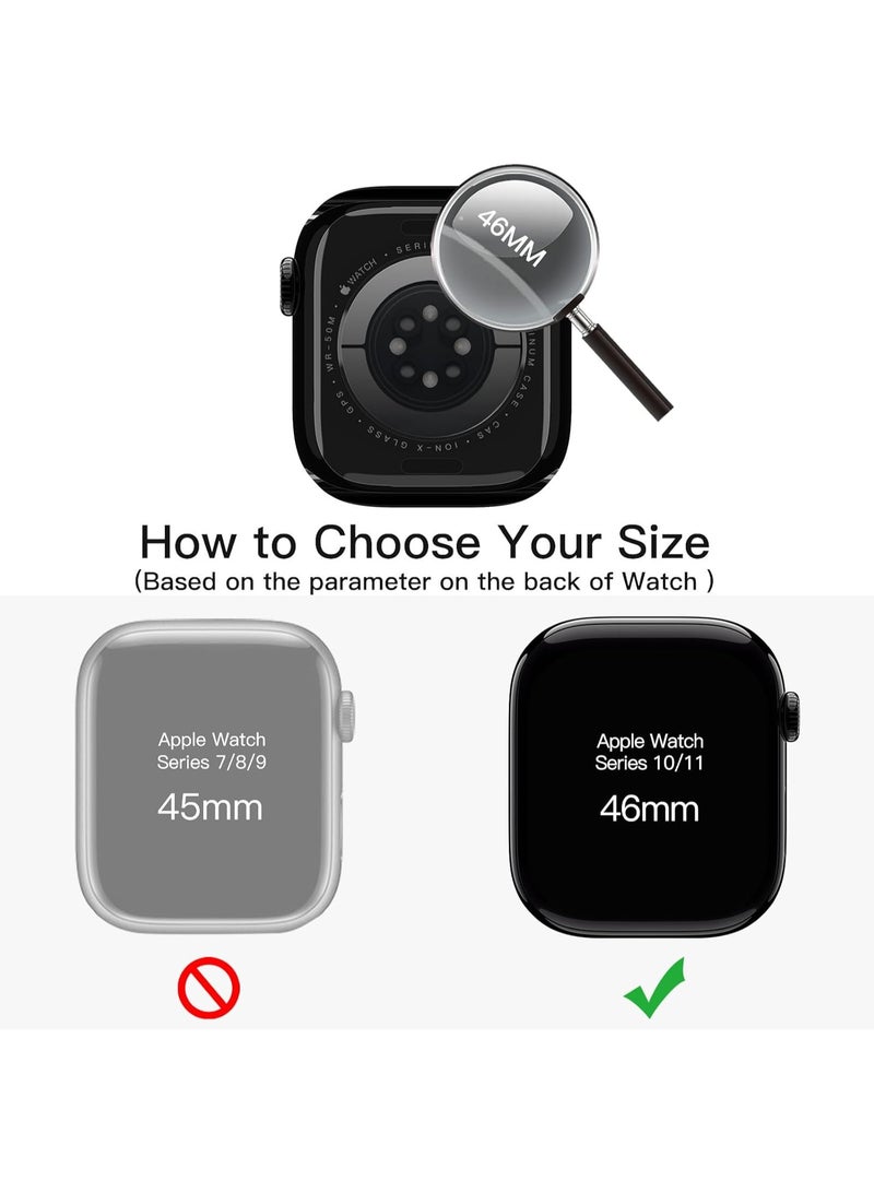 وايكيل جراب من قطعتين مع واقي شاشة لساعة Apple Watch Series 11 10 مقاس 46 مم غطاء كامل من البولي كربونات الصلب أسود للاستخدام اليومي والحماية اليومية والهدايا - Image 2