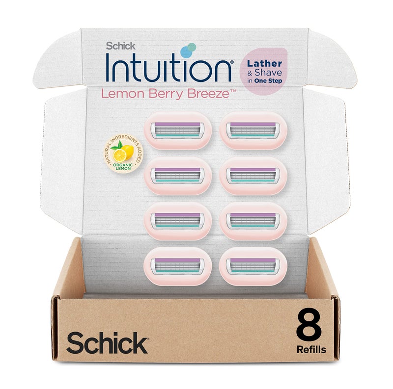 Schick Intuition Refill Lemon Berry Breeze Razors for Women  Intuition Razor Blades Refill with Organic Lemon 8 Count Razor Refills