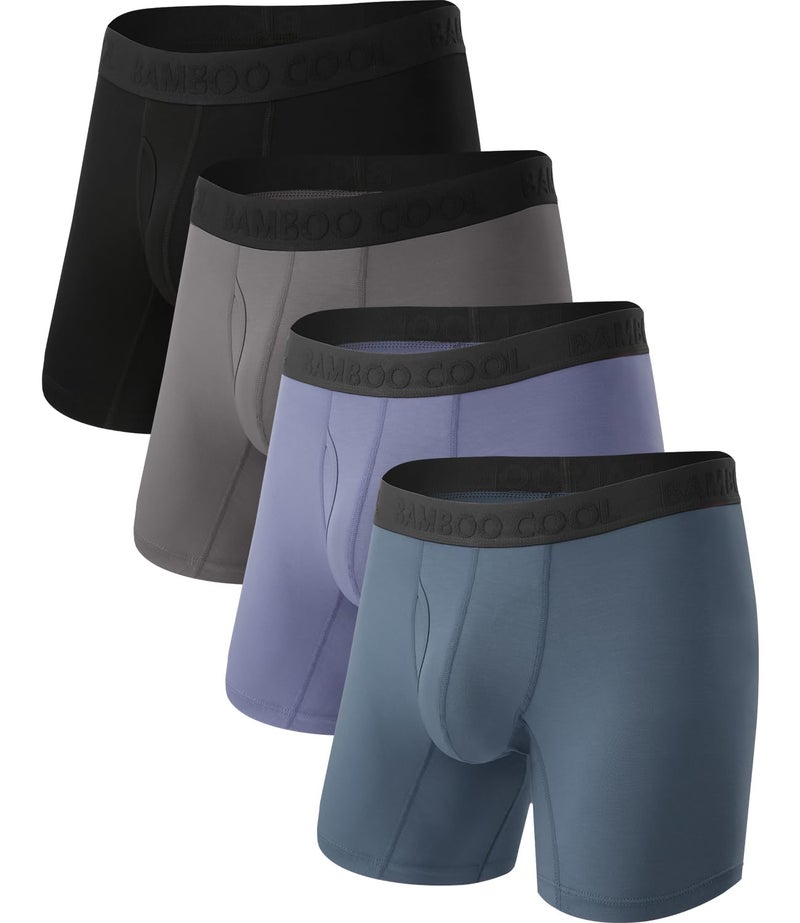 BAMBOO COOL Men's Ultra Breathable Underwear,No Riding Up Boxer Briefs with ComfortFlexible Waistband,Multipack - Image 1