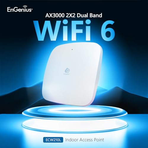 EnGenius Cloud Managed Wi-Fi 6 Lite Indoor 2x2 Access Point Supports high Performance speeds up to 574 Mbps (2.4 GHz) and 2400 Mbps (5 GHz) (Wi-Fi 6 2x2) ECW210L - Image 2