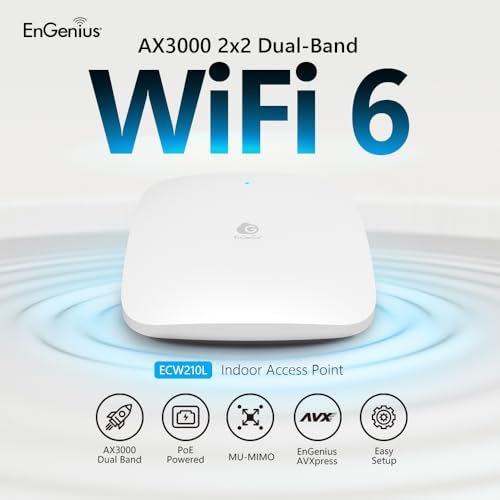 EnGenius Cloud Managed Wi-Fi 6 Lite Indoor 2x2 Access Point Supports high Performance speeds up to 574 Mbps (2.4 GHz) and 2400 Mbps (5 GHz) (Wi-Fi 6 2x2) ECW210L - Image 3
