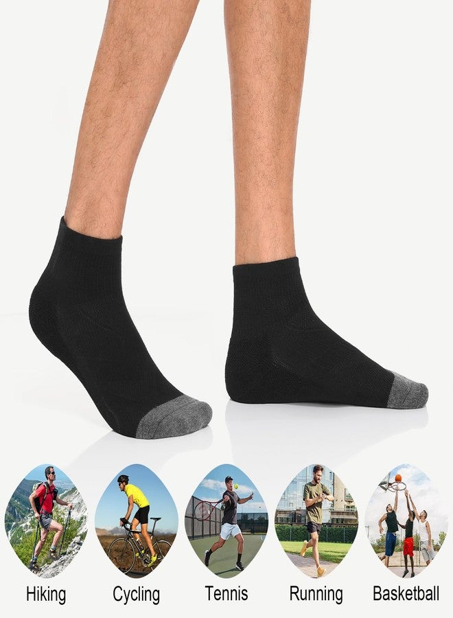 Lapulas 6 Pack Men's Ankle Socks Cotton Cushioned Athletic Running Socks for Women, Black, S - Image 5
