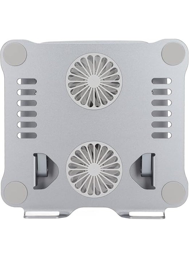 Laptop stand with two cooling fans, adjustable height, aluminum - silver - Image 4