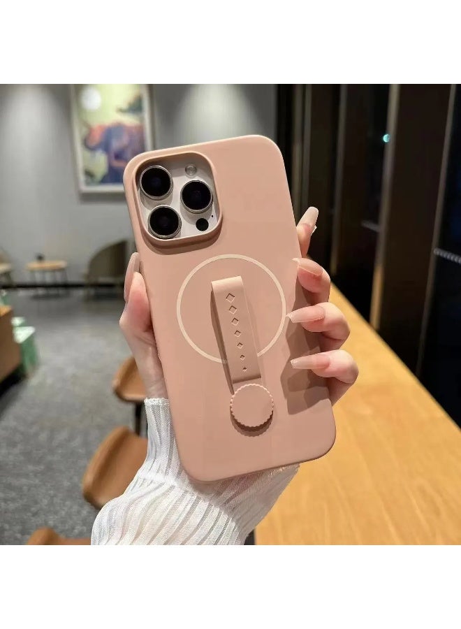 Silicone Phone Case with 360 Degree Rotating Band Magnetic Phone Cover for iPhone 16 Promax  Pink - Image 1