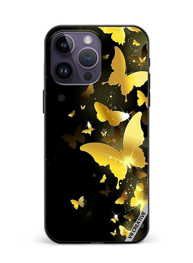 VR CREATIVE Protective Case Cover For Apple iPhone 15 Pro Max Yellow Butterflies Flying Design Multicolour - Image 1