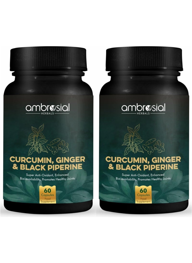 ambrosial Curcumin With Piperine And Ginger Turmeric Supplement With 95% Curcuminoids For Joint Support Highly Bioavailable, Premium Antioxidant 120 Vegan Capsules - Image 1