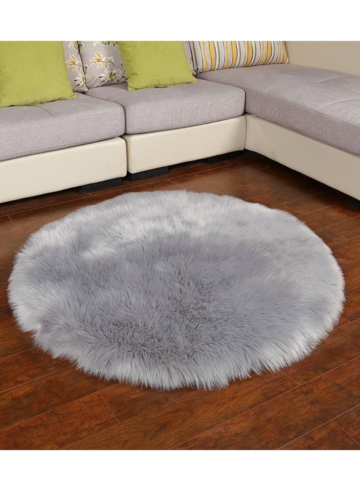 Super Soft Rabbit Fur Round Living Room Wool Fleece Carpet with Anti Slip Bottom (Size 80CM) - Image 1