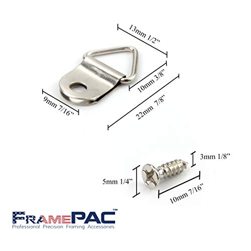FramePac 100 Pack Picture Hangers with Screws, Small Triangle Ring, D Rings for Clock, Decoration, Mirror, Paintings, Artwork Picture Frame - Image 4