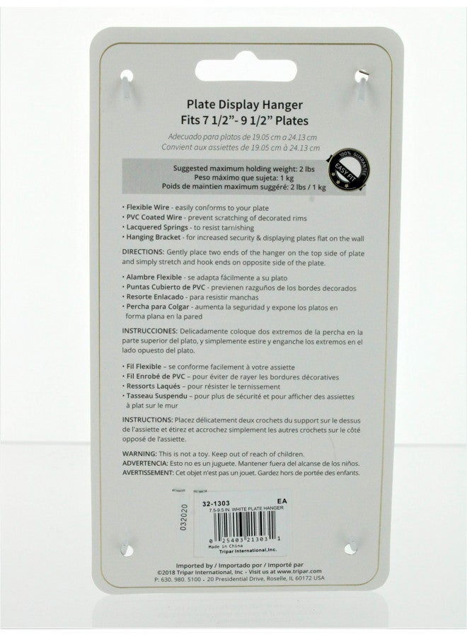 Tripar Wall Plate Hanger, White Wire (7.5-9.5 Inch) - Durable, Flexible Coils Conform to Most Plates - Holds Up to 2lbs on Wall - Features Clear Coated Vinyl Tips and Sleeves to Prevent Scratches. - Image 2