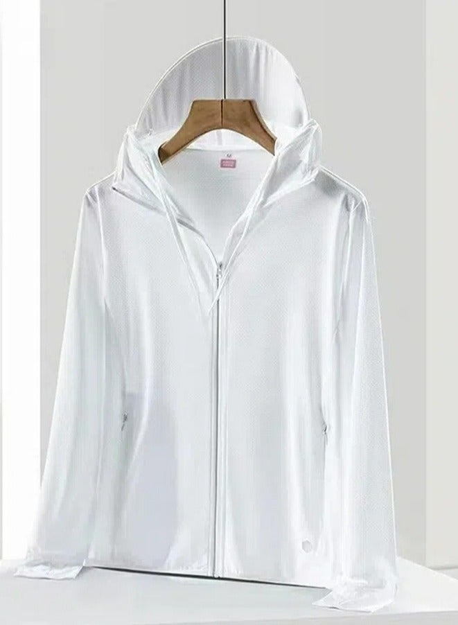 إسكدنيا واقية من الشمس سترة رقيقة تنفس هوديي اللباس الأبيض - Image 1