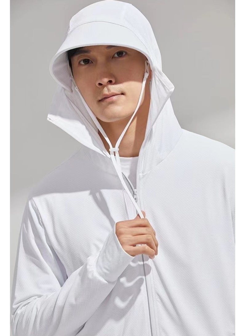 إسكدنيا واقية من الشمس سترة رقيقة تنفس هوديي اللباس الأبيض - Image 2