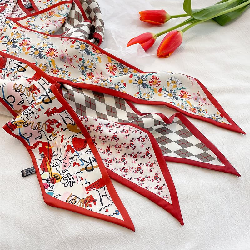 MsAnya 8Pcs Fashion Scarves for Women, Multifunctional Boho Scarves Headbands Satin Scarf for Bag Hair Accessories (rd04bk, 8 pcs) - Image 2