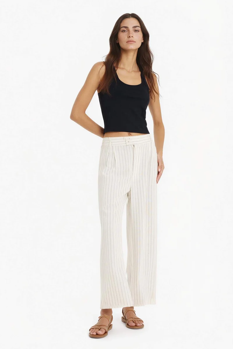 DeFacto Culotte High Waist Wide Leg Linen Blend Trousers