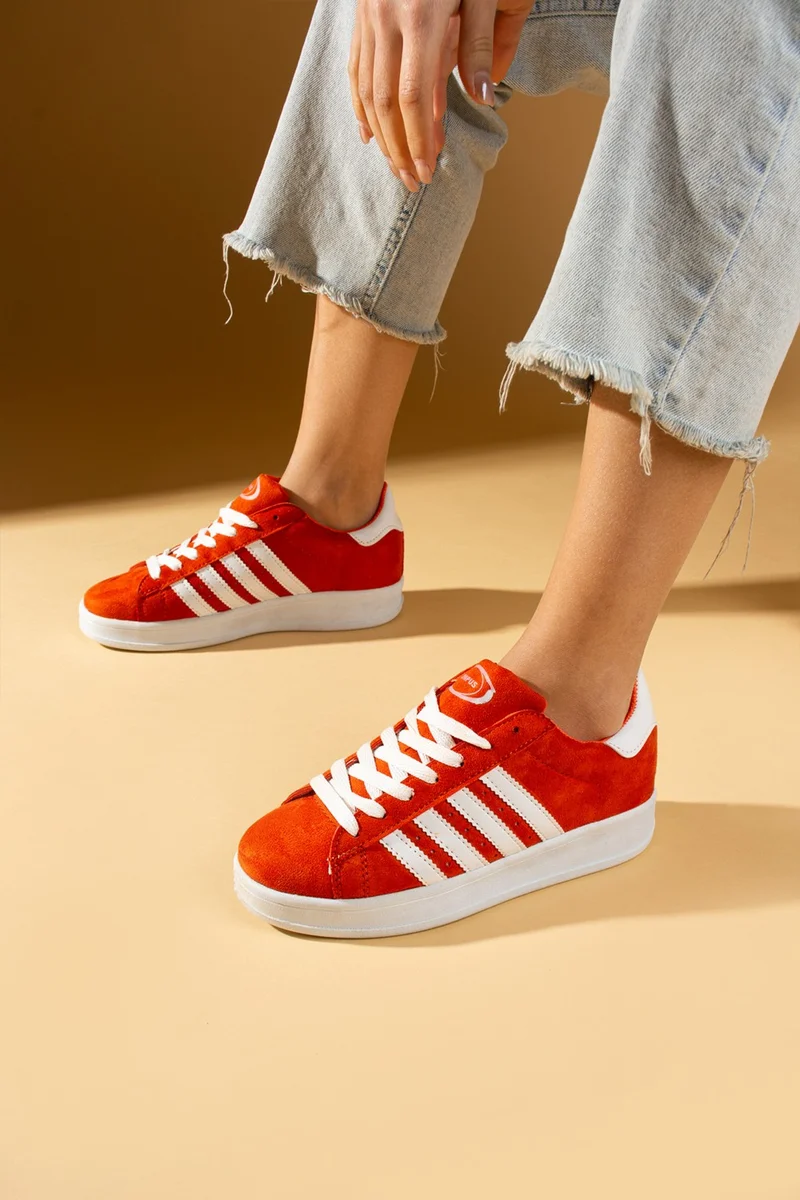 Pembe Potin Pink Booties Lace-Up Comfortable Fit Stripe Detailed Comfort Women's Sneaker 001-1015-24