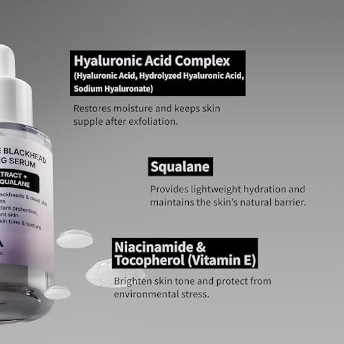 NIDA سيروم تقشير الرؤوس السوداء من نيدا الأرز الأسود | 1.69 أونصة سائلة، 50 مل | مقشر وجه يومي ناعم لإزالة خلايا الجلد الميتة لجميع أنواع البشرة للعناية بالبشرة الكورية - Image 5