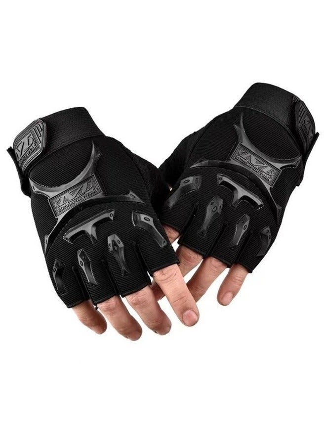 Generic 2-Piece Half Finger Protective Gloves Motorcycle Anti-Slip Racing Gloves Touch Screen for BMX ATV MTB Riding Motorcycle Racing Cycling Road Racing Bicycle Climbing Cross Country Hiking Outdoor Sports  - Image 1