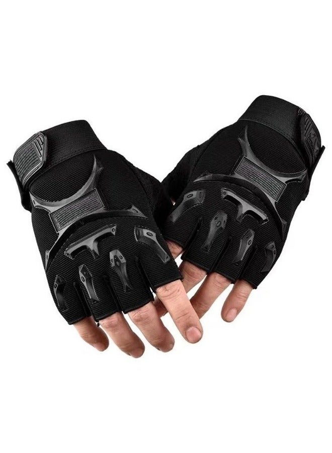 2-Piece Half Finger Protective Gloves Motorcycle Anti-Slip Racing Gloves Touch Screen for BMX ATV MTB Riding Motorcycle Racing Cycling Road Racing Bicycle Climbing Cross Country Hiking Outdoor Sports - Image 1