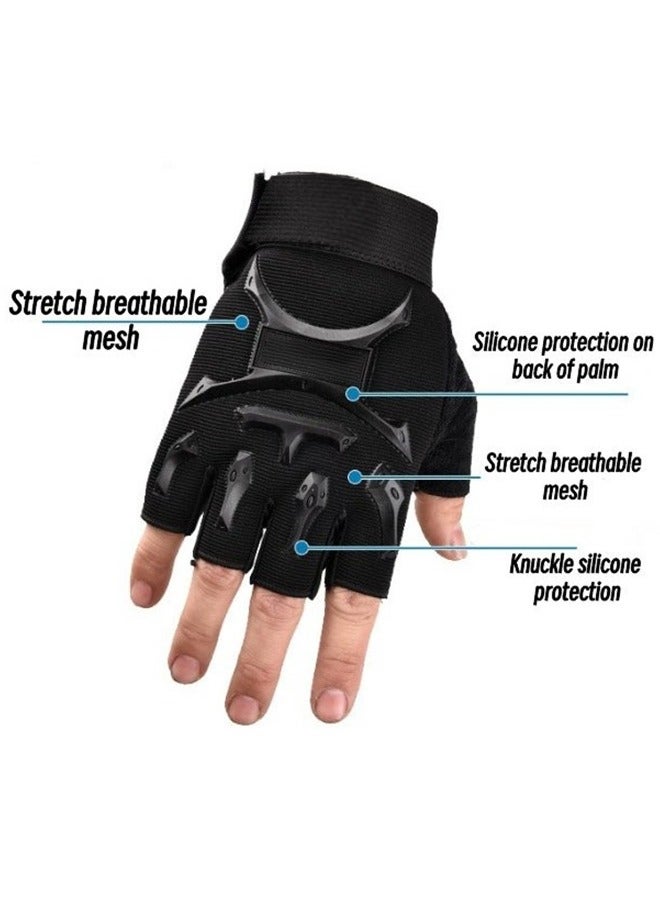 2-Piece Half Finger Protective Gloves Motorcycle Anti-Slip Racing Gloves Touch Screen for BMX ATV MTB Riding Motorcycle Racing Cycling Road Racing Bicycle Climbing Cross Country Hiking Outdoor Sports - Image 3