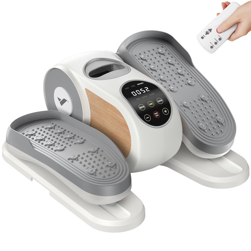 MERACH Under Desk Elliptical Machine, Leg Exerciser While Sitting for Seniors with Remote Control & 12-Speeds, Quiet Portable Electric Seated Pedal Exerciser Machine for Home Office (White) - Image 1
