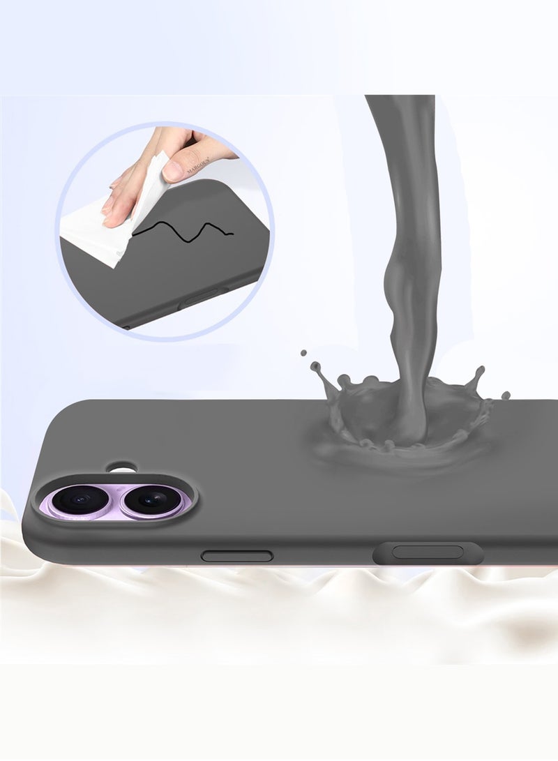 CATANES 3 Packs Silicone Protective Phone Case for iPhone 17 - Soft Anti-Scratch Microfiber Lining Ultra Slim Drop Protection Phone Cover with Two Privacy Screen Protectors - Dark Grey - Image 3