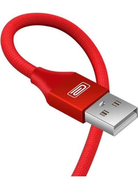 Earldom EC-015 Type C 2.1A Fast Charging and Data Cable with Red Braided Rope for Phones