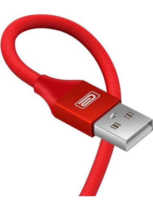 Earldom EC-015 Type C 2.1A Fast Charging and Data Cable with Red Braided Rope for Phones